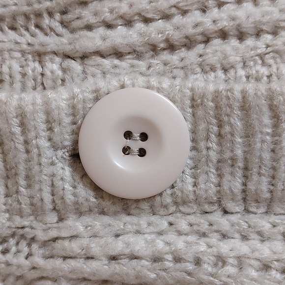 Vintage dELiA*s 90s Cream Knit 3/4 Sleeve Hooded 3 Button Babydoll Cardigan M - Picture 4 of 7